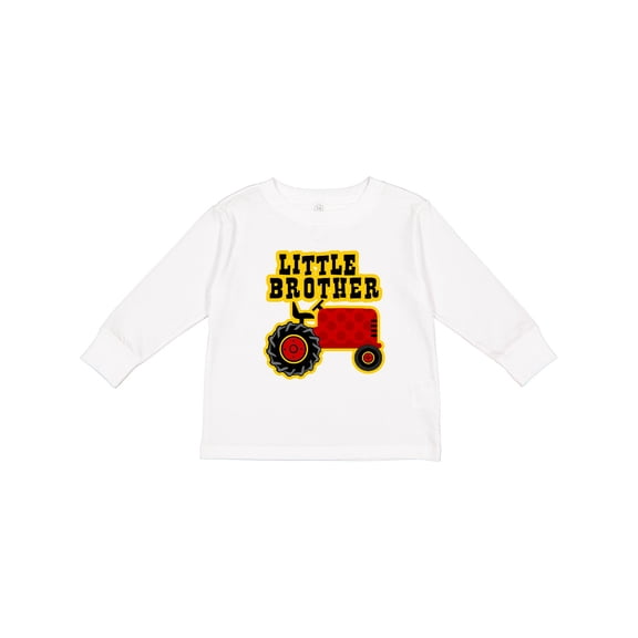 Inktastic Red Tractor Little Brother Boys Long Sleeve Toddler T-Shirt
