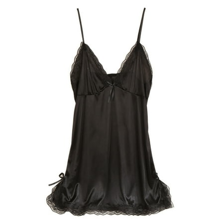 FANTADOOL New Women Sexy Satin Lingerie Nightwear Sleepwear Dress Lace Babydoll Dress
