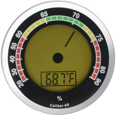 Relative Humidity Chamber - Western Humidor Digital/Analog Caliber 4R Hygrometer/Thermometer Relative Humidity Reader (Silver)