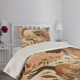 thumbnail image 2 of Ambesonne Boho Quilted Coverlet 2 Pcs, Peachy Hues Nature Lady Botany, Twin Size, Slate Blue and Pale Rust, 2 of 4