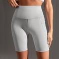 thumbnail image 7 of IWRICH Women's Biker Shorts with Pockets High Waist Yoga Shorts Running Gym Workout Leggings Light Grey S, 7 of 7