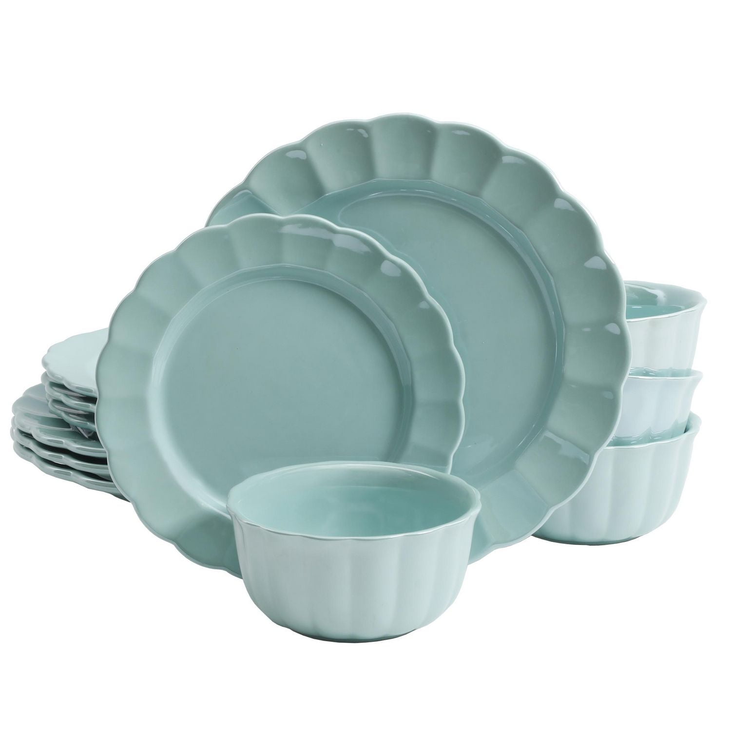 The Pioneer Woman Luster 12-Piece Dinnerware Set, Teal