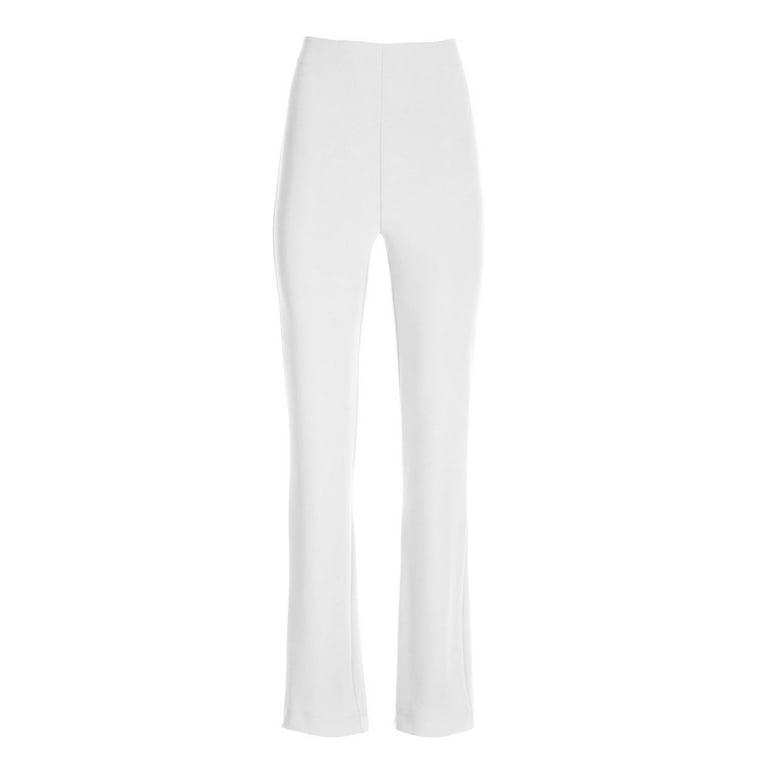 HUPOM Straight Leg Sweatpants For Women Womens Pants Suit Slacks High Waist  Rise Long Straight-Leg White M