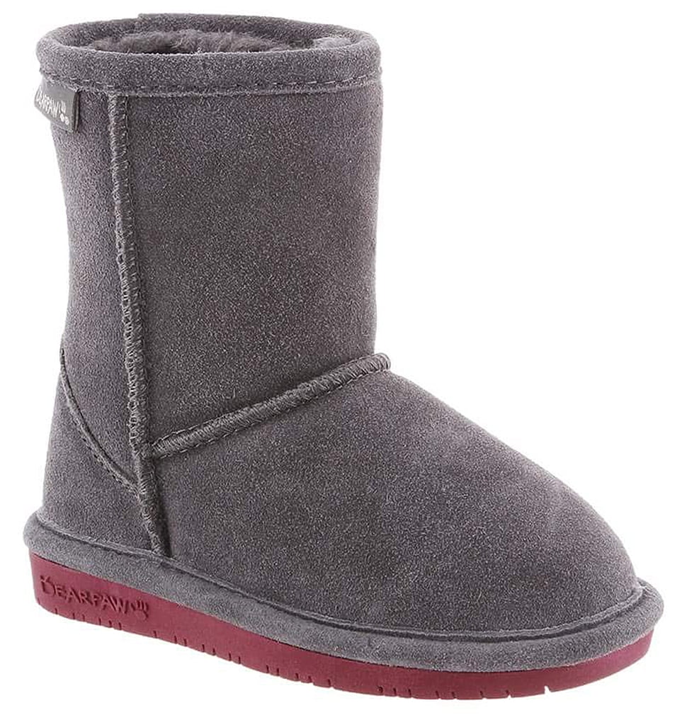 Bearpaw Girl's Emma Snow Boots Grey Suede Rubber 7 Toddler M