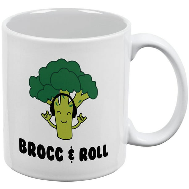 Vegetable Broccoli Rock Brocc and Roll Funny All Over Coffee Mug -  