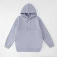thumbnail image 2 of Fall Fashion Must Haves Ladies Long Sleeve Solid Color Hooded Sweatshirt Tops Pullover with Big Pocket Women Fall Clothes, 2 of 8