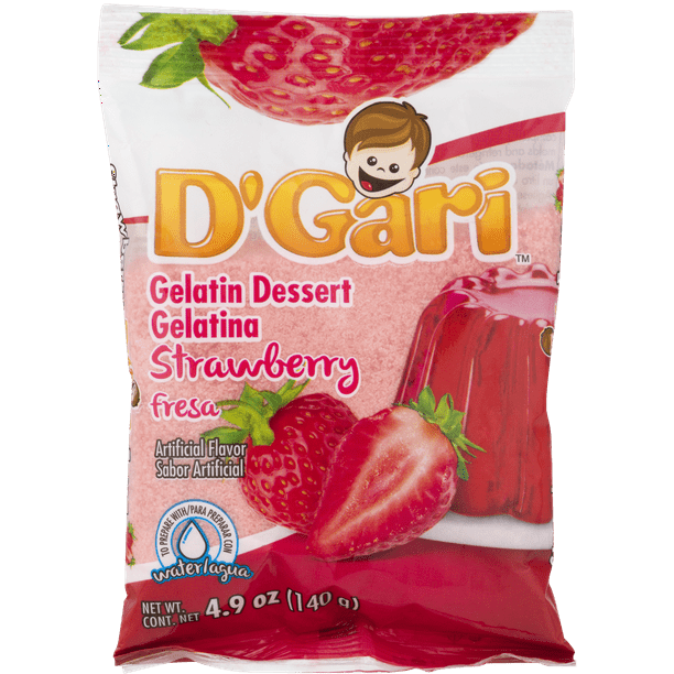 D'Gari Gelatin Dessert Strawberry, 4.9 OZ