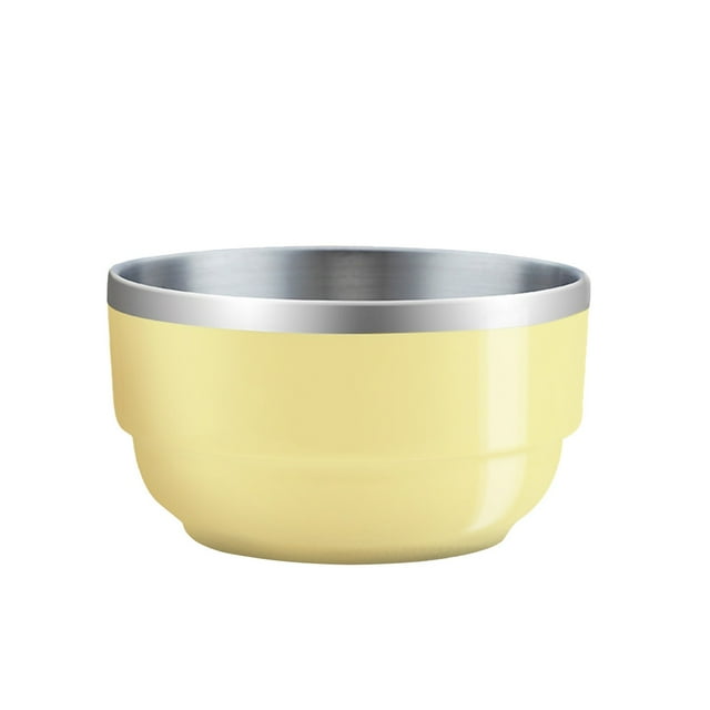SIYTUAU Large Nesting Stainless Steel Bowl Portable Household Fruit Platter Insulated Serving Dish Heatproof Kitchenware Stackable Bowls Set Yellow Metal Yellow