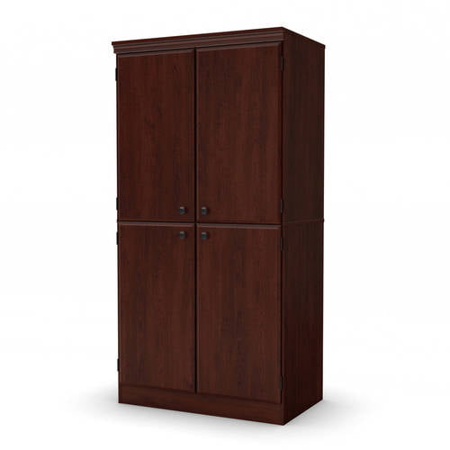 Food Storage Pantry 4-Door Adjustable Shelves Plastic Handle Royal Cherry Finish 