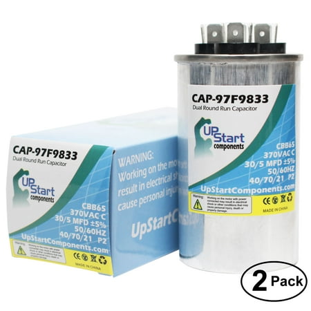 

2-Pack 30/5 MFD 370 Volt Dual Round Run Capacitor Replacement for Goodman / Janitrol B94578700 - CAP-97F9833 UpStart Components Brand