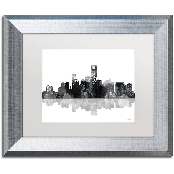 Trademark Fine Art "Jersey City New Jersey Skyline BG-1" Canvas Art by Marlene Watson, White Matte, Silver Frame