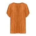 thumbnail image 5 of Antinious Summer Tops for Women Trendy,Sweatshirt for Women,Ladies Solid Crewneck Button-down Short Sleeve Casual Top,Orange,XXXXL, 5 of 5