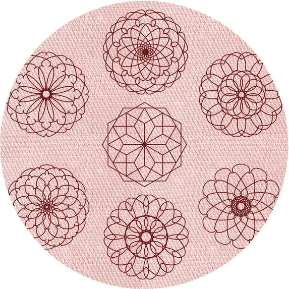 Ahgly Company Indoor Round Patterned Pink Bubble Gum Pink Area Rugs, 5' Round