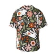 thumbnail image 2 of Wukai Rabbits on Floral Men's Casual Short-Sleeve Button Down Shirt - Lightweight Summer Dress Shirt for Daily Wear-XX-Large, 2 of 7