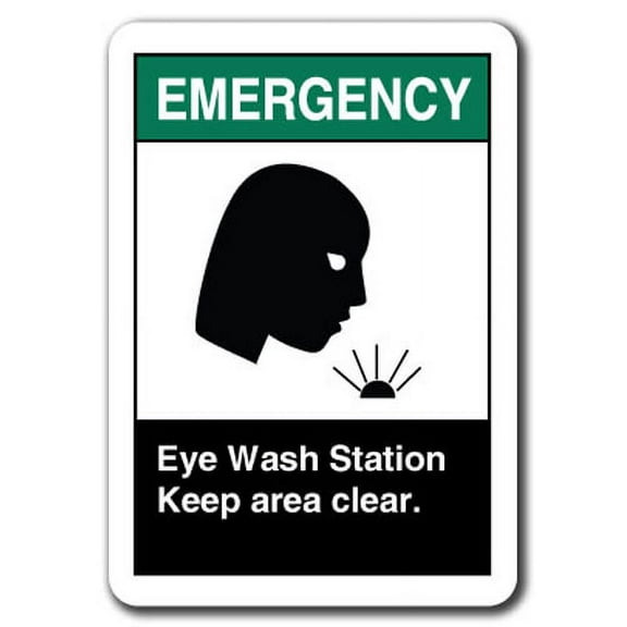 Emergency Sign - Eye Wash Station Keep Area Clear  7"x10" Plastic Safety Sign ansi osha