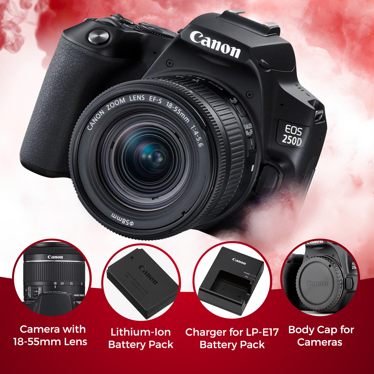 Canon EOS 250D / Rebel SL3 DSLR Camera with 18-55mm Lens (Black) + Creative Filter Set, EOS Camera Bag +  Sandisk Ultra 64GB Card + Electronics Cleaning Set, And More (International Model) - image 6 of 7