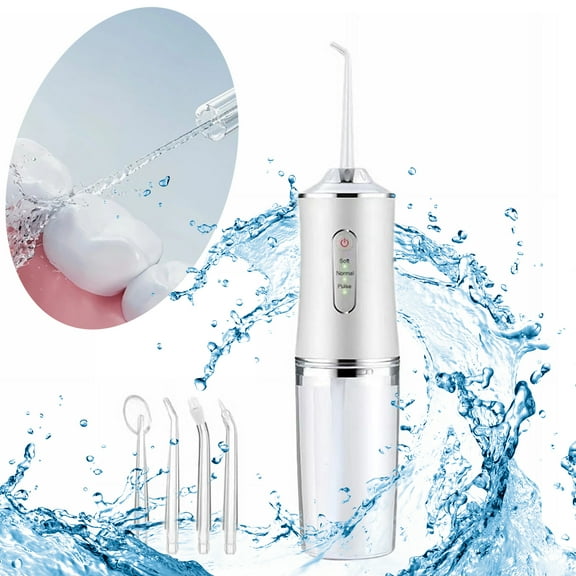 SSKDBFJG Water Flosser - Portable Cordless Teeth Flosser Rechargeable Travel Rinse Cleaner IPX7 Waterproof Electric Water Flosser-White