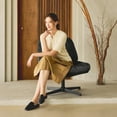 thumbnail image 2 of Nouhaus Balloon Criss Cross Chair, Cross Legged Swivel Vanity Chair with Wide Comfy Padded Seat, Armless No Wheels Fabric Modern Home Lounge Chairs for Living Room,Bedroom, 2 of 7