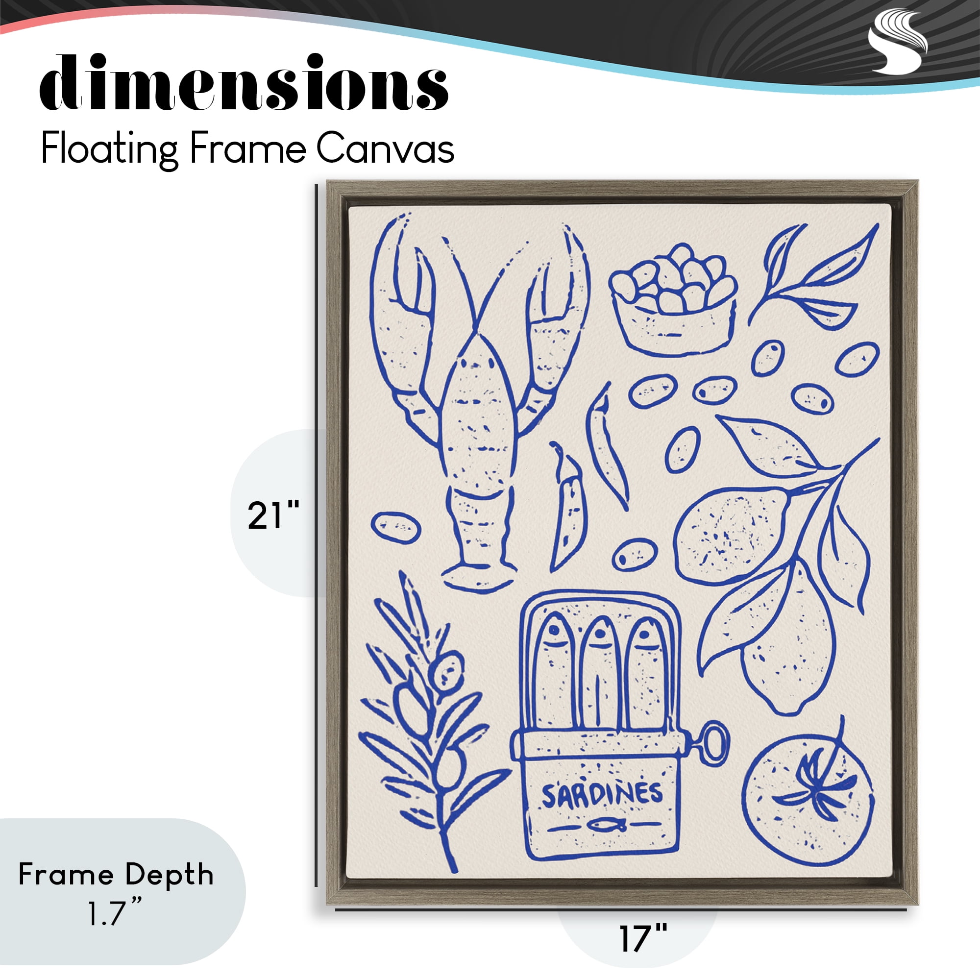 Stupell Industries Seafood & Herbs Simplicity Brown Framed Floater Canvas Wall Art, design by Camila Juncos