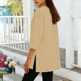 thumbnail image 5 of Tunic for Women V Neck Three Quarter Sleeve Casual Loose Fit Solid Soft Flowy Fabric Lightweight Versatile Longline Daily Loungewear Top, 5 of 6