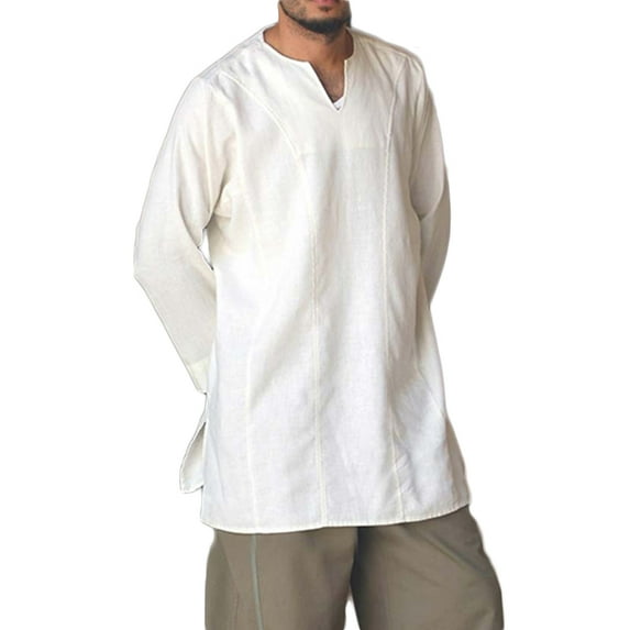 INCERUN Mens Long Sleeve V Neck Loose Cotton Casual Pullover Tops