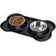 thumbnail image 1 of Tazón pequeño de 2x170ml para perros y gatos, cuenco antideslizante de acero inoxidable antidesbordamiento y antiderrame, tazón doble de acero inoxidable con estera de silicona Feliz Sencillez, 1 of 5