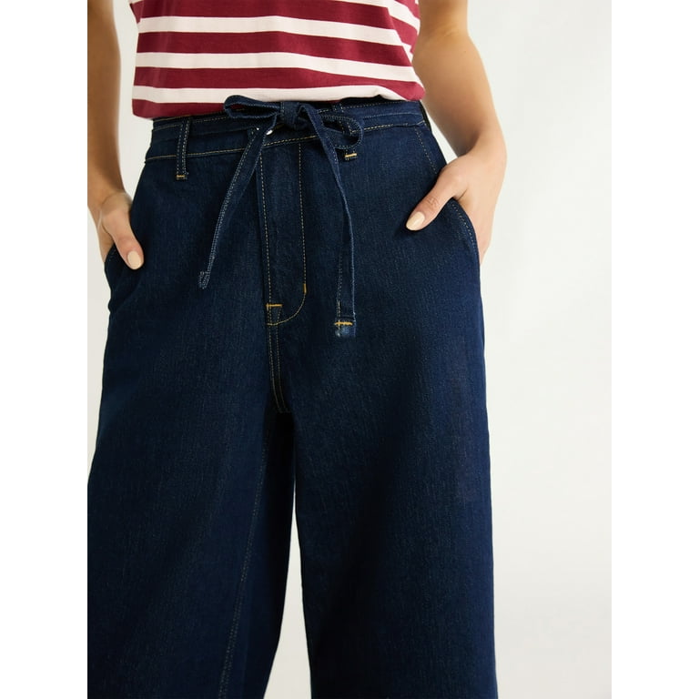 Free Assembly Women's Belted Wide Leg Trouser Jeans, 31 Free Assembly Women's Belted Wide Leg Trouser Jeans, 31