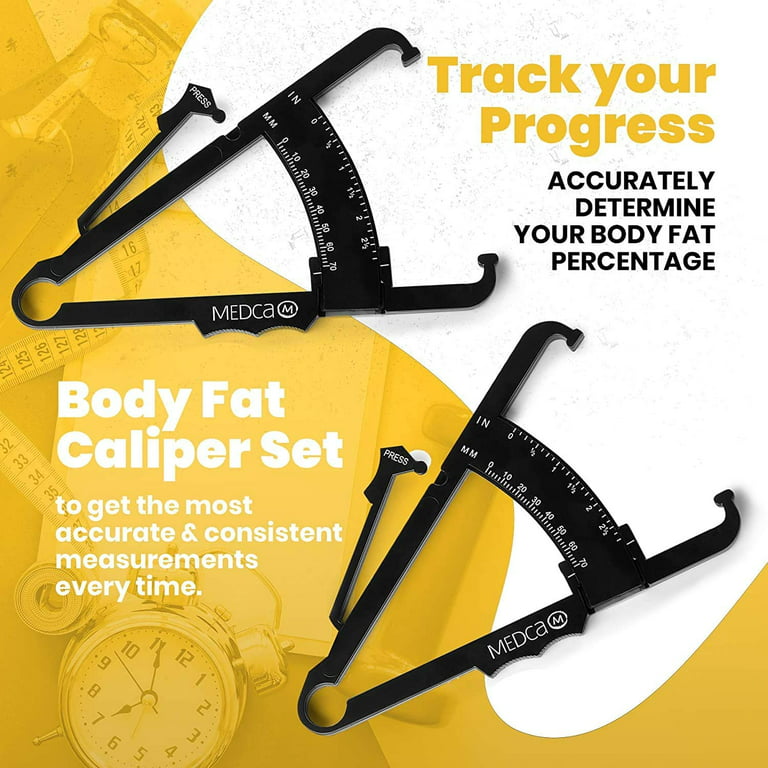 Accu-Measure Body Fat Caliper - Handheld BMI Body Fat Measurement Device -  Skinfold Caliper Measures Body Fat for Men and Women