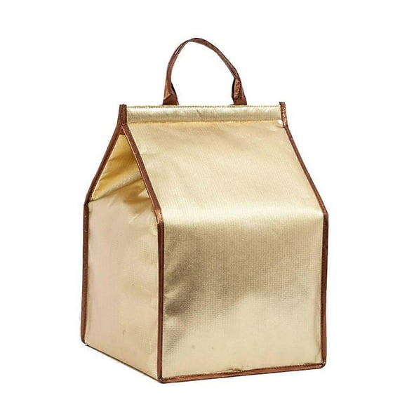1Pcs Reusable Tote Bag Insulated Cooler Bag for Meal in Elegant Golden Tone