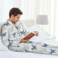thumbnail image 4 of Mens Pajamas Set, Plaid Cartoon Cute Goat Button Down Long Sleeve Loungewear Sleepwear Pjs sets for Men, 4 of 5