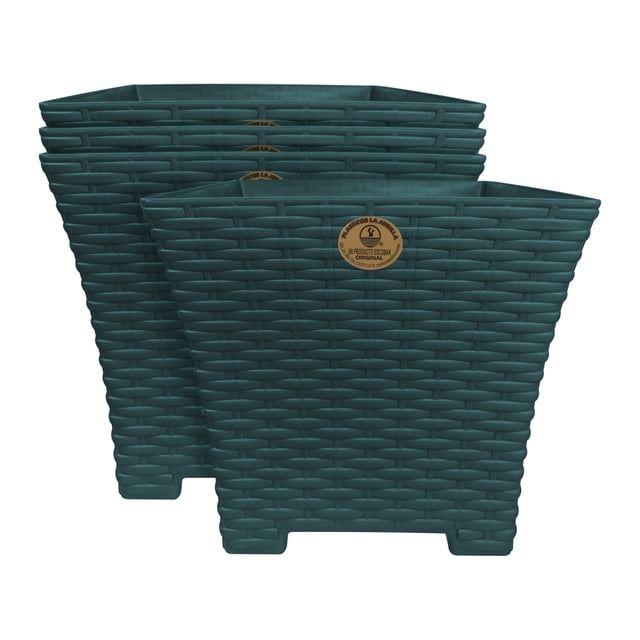Kit 4 Macetas cuadradas Rattan Mediana (Verde Cazador)