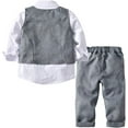 thumbnail image 2 of Baby Boy Formal Outfit Tuxedo Plaid Gentleman Suit Onesie Jumpsuit, 2 of 7