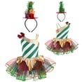 thumbnail image 3 of Aislor Kids Girls Camisole Sequins Striped Christmas Outfits Figure Ice Skating Dance Leotard Tutu Dress Green 10, 3 of 7