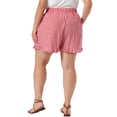 thumbnail image 3 of Agnes Orinda Women's Plus Size Boxer Shorts Ruffle Shorts Elastic Waist Drawstring Summer Casual Lounge Cute Short with Pocket 4X Red, 3 of 6