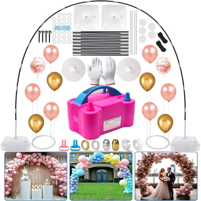 Kit de arco para globos iRabey de 3 m de ancho y 2,7 m de altura con bomba para globos