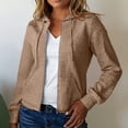 thumbnail image 6 of WTOBBY Women's Solid Color Zipper Hooded Cardigan Long Sleeved Sweatshirt Jacket, Casual Streetwear Top with Front Pocket and Comfortable Loose Fit,Khaki L, 6 of 6