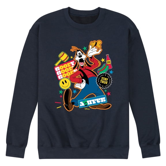 Disney - Goofy Sticker Look - Men's Crew Neck Fleece Pullover