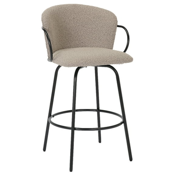 !nspire Modern Fabric & Metal 26" Counter Stool w/Swivel, Set of 2 - Warm Grey & Black