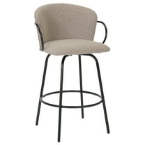 !nspire Modern Fabric & Metal 26" Counter Stool w/Swivel, Set of 2 - Warm Grey & Black