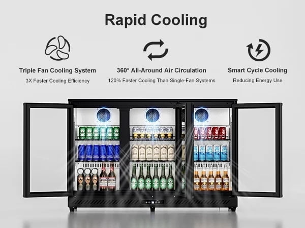 RIOXC 53" Beverage Refrigerator 336 Cans Beer Fridge, Back Bar Cooler with Low-E Glass Door, Commercial Drink Fridge for Home Bar Kitchen, ETL & NSF