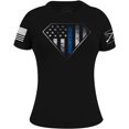 thumbnail image 1 of Grunt Style T-Shirt Femme Blue Line Crest - 2TG - Noir, 1 of 3