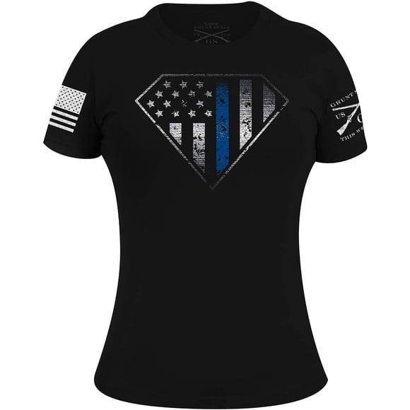 Grunt Style T-Shirt Femme Blue Line Crest - 2TG - Noir