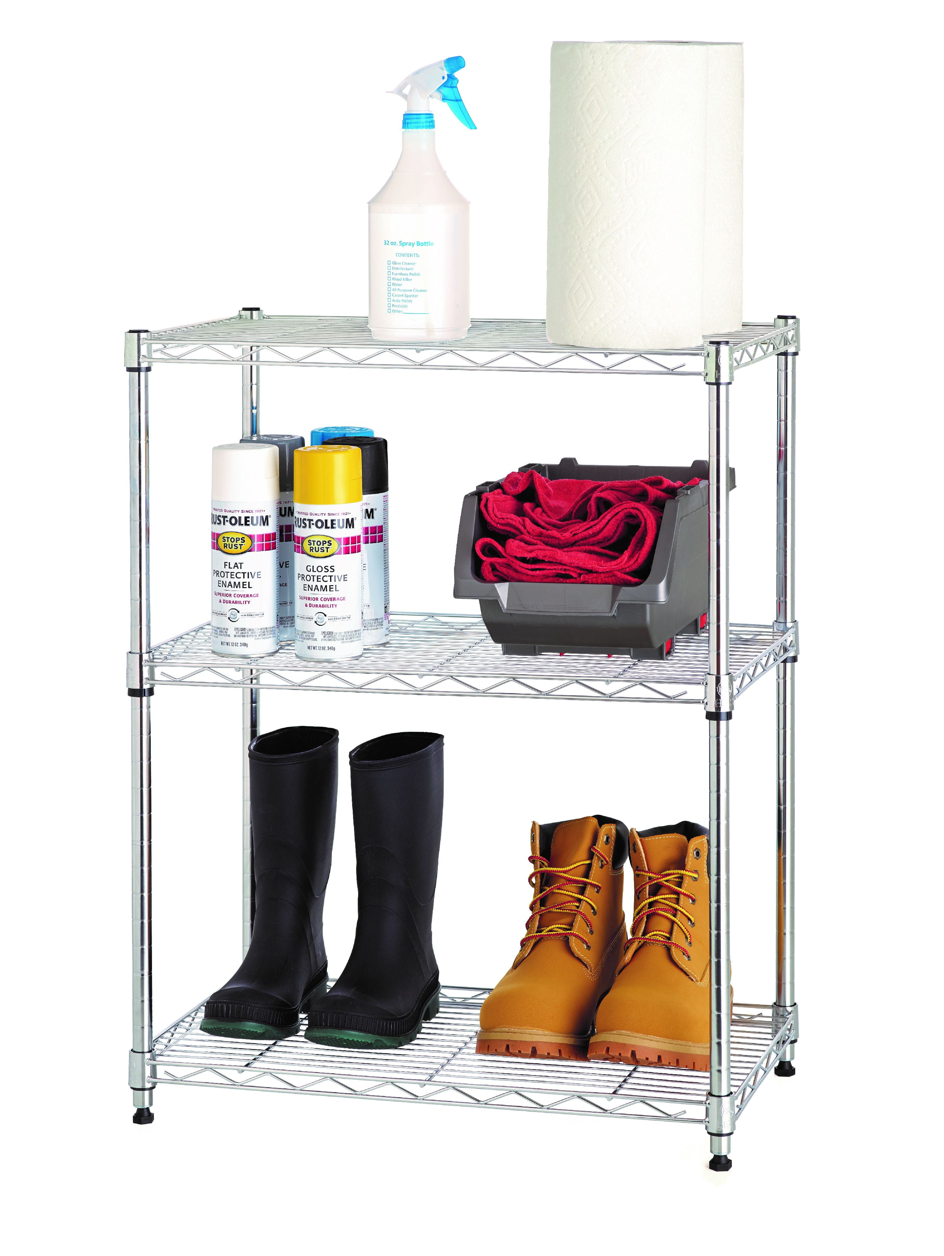 stackable rack on Hss 13 4 Dx23 2 Wx30 6 H 3 Tier Stackable Wire Shelving Rack Zinc Silver Walmart Com Walmart Com
