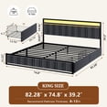 thumbnail image 3 of GUNAITO King Bed Frame with Headboard, Platform Bed with 2 Drawers, Velvet Upholstered Bed Frame with LED Lights & Charging station，Dark Grey, 3 of 10