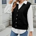 thumbnail image 7 of Sakmal Button Down Fall Sweaters for Women Soft Black Pullover Sweater Vest Trendy Solid V Neck Sleeveless Sweaters for Women, 7 of 7