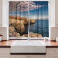 thumbnail image 2 of Ambesonne Landscape Kitchen Curtains, Coastline Cliffs Sea View, 55"x30", Blue Grey Pale Rust and Fawn, 2 of 3