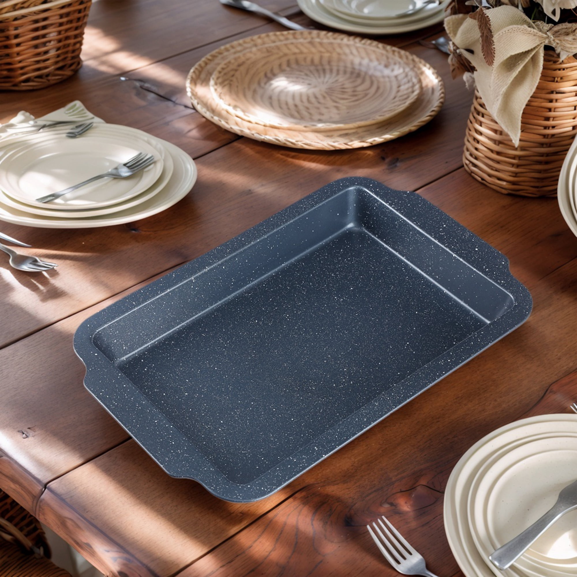 REGALWOVEN 3 Pcs Baking Sheet Pan, Cookie Sheets for Oven Cooking, Warp Resistant Nonstick Durable Cake Pan Black 15.7*10.6*2.0