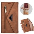 thumbnail image 2 of Crossbody Strap Wallet Case For iPhone 16 , Magnetic Book Envelope Design PU Leather Shoulder Strap Hand Wrist Stand Flip Cards Slots Cover with wrist Strap for iPhone 16,Brown, 2 of 14
