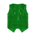 thumbnail image 4 of inhzoy Kids Boys Girls Jazz Hip-Hop Dance Dazzled Jacket Shiny Sequins Vest Dark Green 150, 4 of 5