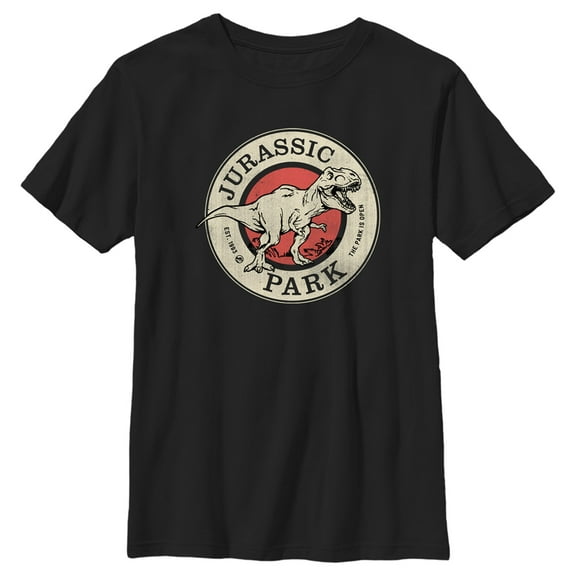 Boy's Jurassic Park Est. 1993 Badge  Graphic Tee Black Medium